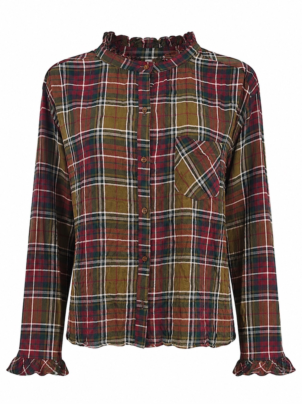 Abound flannel plaid shirt ruffle button down size large